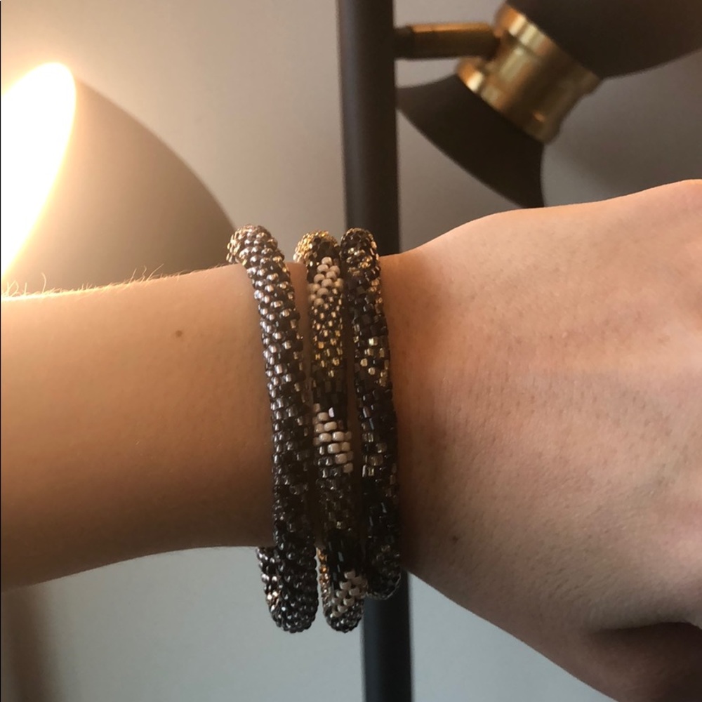 3 Lily and Laura bracelets - Gold, Plum, & Silver